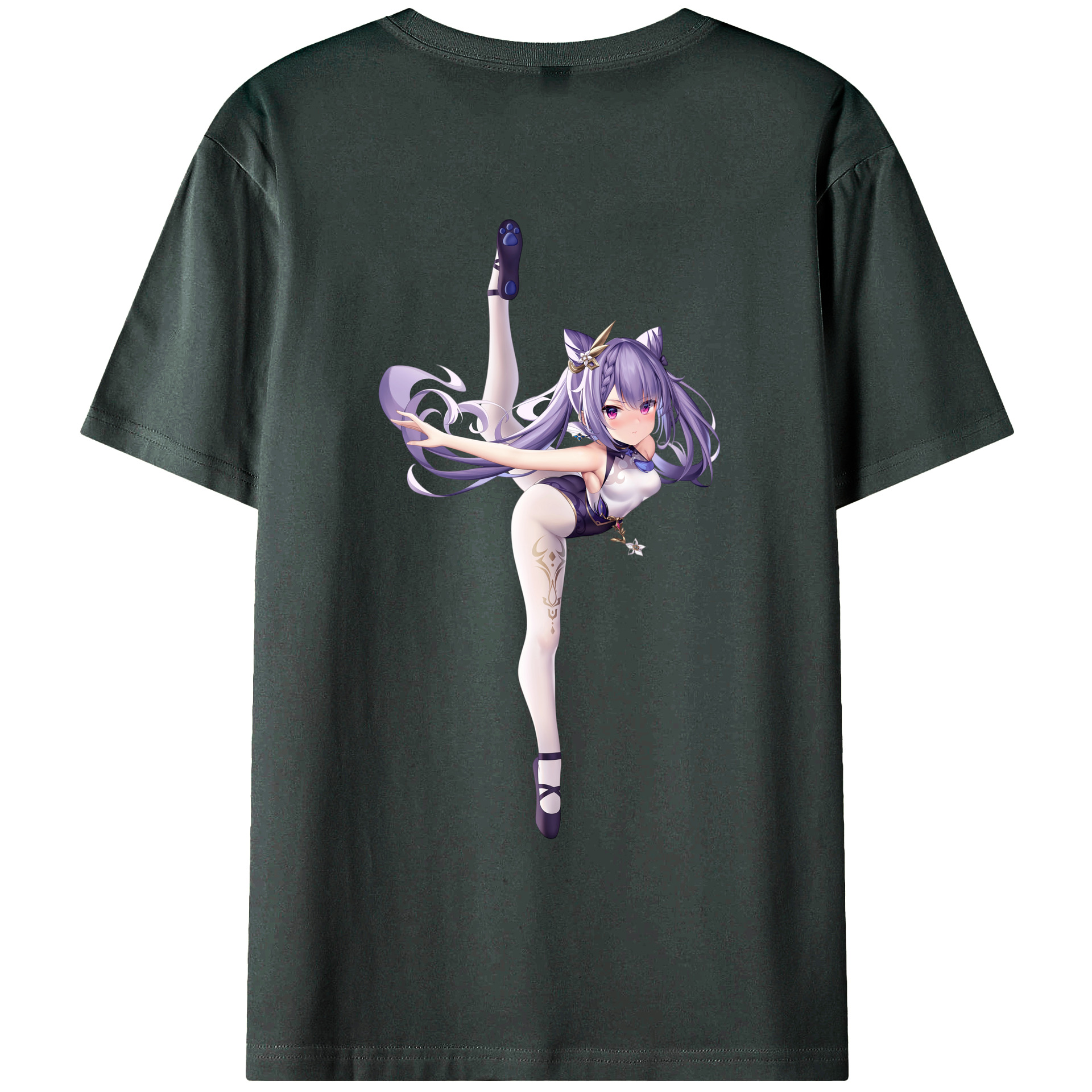 げんし神 刻晴 こくせい genshin Kokusei 綿100％ メンズ半袖Tシャツ（バックプリント） 通気性